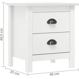 vidaXL Nachtschrank Hill 46 x 35 x 49,5 cm Weiß