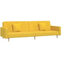 vidaXL Schlafsofa 2-Sitzer mit 2 Kissen Gelb Stoff