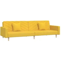 vidaXL Schlafsofa 2-Sitzer mit 2 Kissen Gelb Stoff