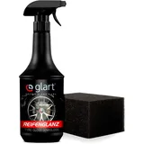 Glart 451RK Reifenglanzspray 1000 ml mit Schwamm – seidenmattes Finish – Reifenpflege mit UV-Schutz – schwarz auffrischend – für Auto, Wohnmobil, Motorrad – für Gummi und Kunststoff