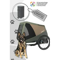 CROOZER Dog Mikke Fahrradanhänger inkl. gratis Pet Genie Hundekot-Entsorgungssystem, Farbe: Moss Green