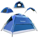 Gerduck 3in1 Camping Zelt,2/4/6 Personen Pop Up Zelt in blau, grün,Automatisches Sofortzelt Wasserdicht Anti-uv Kuppelzelt Familie,4 Jahreszeiten Licht tragbar Wurfzelt