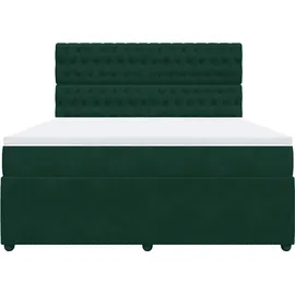 vidaXL Boxspringbett 180 x 200 cm Dunkelgrün