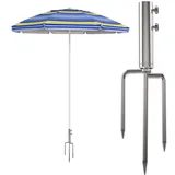 SNQ LEcylankEr Sonnenschirmständer mit Abnehmbarer Sonnenschirmhalter für Angeln, Garten, Strand (Silber)