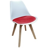 Hti-Living Stuhl Atlanta Weiß, Velvet Rot Esszimmerstuhl Kunststoffschale Samtbezug
