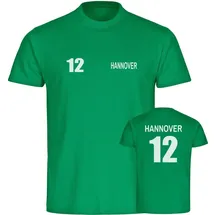 multifanshop Kinder T-Shirt - Hannover - Trikot Nummer 12 - Druck weiß - Kind
