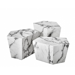 Casa Padrino Art Deco Luxus Couchtisch Kunstmarmor 3er Set - Wohnzimmer Salon Tisch - Luxus Möbel