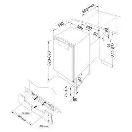 Amica UKSX 361 901 Einbaukühlschrank (111 l, 825 mm hoch)