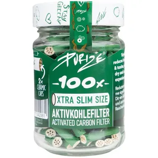 100 Stück XTRA Slim Aktivkohlefilter im Glas Ø 5,9 mm - Grün
