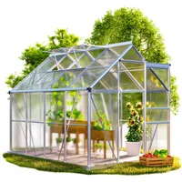 Gardebruk Gewächshaus 3,6m2-7,2m2 Treibhaus Tomatenhaus Pflanzenhaus Dachfenster Schiebetür 250x190x195cm mit Fundament - Gardebruk
