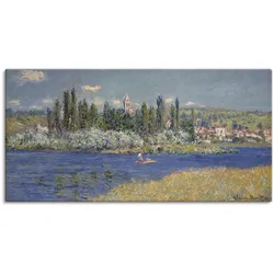Leinwandbild ARTLAND "Blick auf Vetheuil. 1880.", blau (farbe bild(er): blau), B:100cm H:50cm, Canvas, Leinwand, Bilder, auf Keilrahmen gespannt