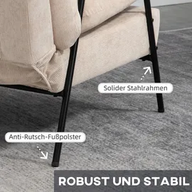 Homcom Relaxsessel Polyester/Cord 68 x 88 x 91,5 cm Beige mit Hocker