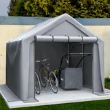 Ball & Cast Fahrradgarage für 2-4 Fahrräder, Wetterfester Fahrradschuppen mit UV-Schutz, Motorradgarage und Gartenhaus, Winterfest & Regenschutz, 244x241x217 cm, Grau