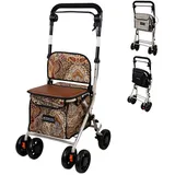 Mobiclinic Mobiclinic®, Rollator mit großer einkaufstasche und sitz, Zusammenklappbarer, 21 l, Coliseo, Einkaufswagen 4 rädern, Stahl, Gepolsterterd, Bremssystem, Originaldruck