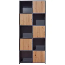 VCM Pepeto Regal 5 Türen, 5 Ablagen grau, Artisan Eiche dekor.