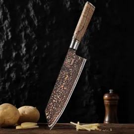 Zayiko Kiritsuke Schwarz, Metall, Echtholz,Ahorn, 35 cm, Kochen, Küchenmesser Kochmesser