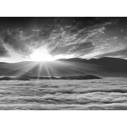 Fototapete PAPERMOON "Landschaft Schwarz & Weiß", schwarz (schwarz, weiß), B:3,00m L:2,23m, Vlies, Tapeten