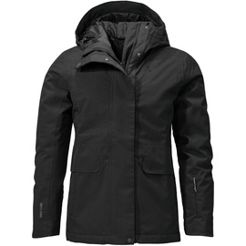 Schöffel Damen Ins. Jacket Antwerpen L, wasserdichte und atmungsaktive Winterjacke, urbane Outdoorjacke mit 2-Wege-Reißverschluss und verstellbarer Kapuze, black, 34