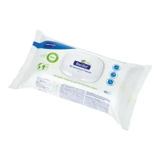 Bacillol 30 Sensitive Green Tissues Flächendesinfektionstücher , Plastikfreie Reinigungs- und Desinfektionstücher für empfindliche Oberflächen, 1 Flow-Pack = 120 Tücher, Maße: 17 x 20 cm