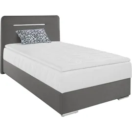 Cotta Boxbett COTTA "Lighstar", grau, B:126cm L:207cm, Komplettbetten, Boxspringbett, inklusive LED-Beleuchtung, Topper, Bettkasten und Zierkissen