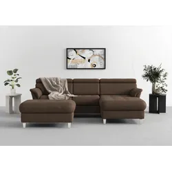 Ecksofa SIT & MORE "Marano L-Form", braun, B:257cm T:166cm, 100% Polyester, Sofas, inklusive Kopfteilverstellung, wahlweise mit Bettfunktion, Bettkasten