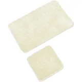 WohnDirect Badematten Set - WC Vorleger (45x45cm), Badematte (60x100cm) - rutschfest waschbar Badezimmerteppich OHNE WC-Ausschnitt - Creme