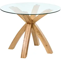 Beliani Esstisch Yapp Hellbraun 100 cm 100 cm Sicherheitsglas