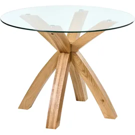 Beliani Esstisch Yapp Hellbraun 100 cm 100 cm Sicherheitsglas
