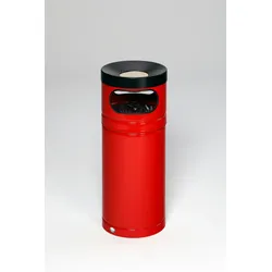 PROREGAL Robuster Kombiascher für Kunststoffsäcke | 56 Liter, HxBxT 88,5x36,5x36,5cm | Stahl | Rot | Mülleimer Aschenbecher Abfalleimer