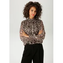 Aniston CASUAL Chiffonbluse im Leo-Druck mit goldfarbenen Glitzerstreifen, Gr. 46, sand-schwarz-braun-beige-goldfarben, , 76392164-46