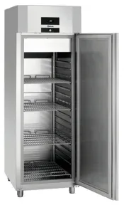 Bartscher Kühlschrank 700 GN210, Stilvoller Edelstahl-Kühlschrank mit Signalton und 700 Litern Fassungsvermögen, 1 Stück