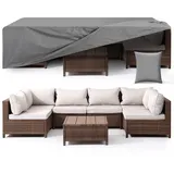 JEMIDI Outdoor Abdeckung für Gartenmöbel - Abdeckhaube wasserdicht atmungsaktiv - windfeste Abdeckplane Schutzhülle für Tisch und Stühle - Plane für Balkonmöbel -Grau