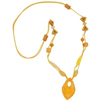 Gallay Perlenkette Kette Faustkeil gelb-orange-marmoriert (1-tlg) orange