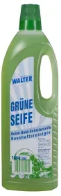 Walter Grüne Seife flüssige Schmierseife, Haushaltsreiniger reinigt und schützt alle wasserfesten Flächen, 1 Liter - Flasche