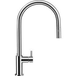 Küchenarmatur SCHOCK "HEKATE SB", silber (chrome), B:22,4cm H:41,8cm Ø:5cm, Armaturen, ausziehbar, Temperaturbegrenzer, Wassersparfkt, Rückflussverh., 180