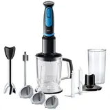 Braun Stabmixer MQ 5264BKBL Stabmixer – MultiQuick 5 Vario Fit Pürierstab mit Edelstahl Mixfuß und Spiralschneider, 1000 Watt, inkl. umfangreiches Zubehör-Set, schwarz/blau