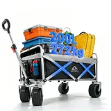 BUERTS Bollerwagen Faltbar – Tragkraft 272 kg, mit Bremsen, Getränkehalter, Verstellbarem Griff, All Terrain Rädern für Camping Outdoor Shopping, 600D Oxford-Gewebe. (Schwarz-EU)