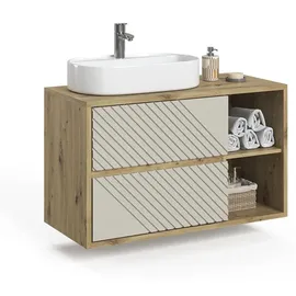 Vicco Viola, Artisan-Eiche/Cashmere, 100 x 60 cm mit 2 Schubladen Model 60725 - Braun/Weiß