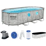 BESTWAY Power Steel Swim Vista Series Set 549 x 274 x 122 cm steinwandoptik inkl. Filterpumpe