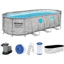 BESTWAY Power Steel Swim Vista Series Set 549 x 274 x 122 cm steinwandoptik inkl. Filterpumpe