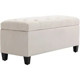 Homcom Sitzbank Polsterbank mit Stauraum Truhenbank Flur Schlafzimmer Wohnzimmer leinenartiges Polyester Gummiholz Cremeweiß 100 x 40 x 44 cm