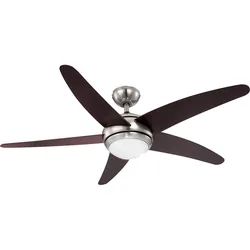 Deckenventilator Raumkühler Deckenleuchte Lüfter Wohnzimmerlampe Ventilator mit Fernbedienung, braun silber, 3 Geschwindigkeiten, 1x E14,132 cm