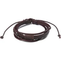 Lederarmband FIRETTI "lässiger Stil, mehrreihig in teilweise geflochtenem Design", braun (dunkelbraun), Armbänder, Herren, Leder