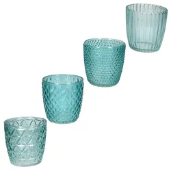 B. F. 4tlg Set Windlicht Marilu eisblau verschiedene Dekore - 2019848