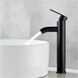 Mattschwarzer Wasserhahn, Kupfer-Badezimmer-Waschtischarmatur, matte Warm- und Kaltwasserhähne, schlankes Retro-Design, Einloch-Hebel-Wasserhahn,