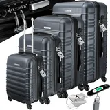 Kesser KESSER® 4tlg. Hartschalenkofferset Hartschalenkoffer Reisekoffer Set Reisekofferset Trolley Koffer Inkl. Kofferwaage + Gepäckanhänger Rollkoffer Schloss 4 Rollen ABS-Hartschale Teleskopgriff S-M-L-XL