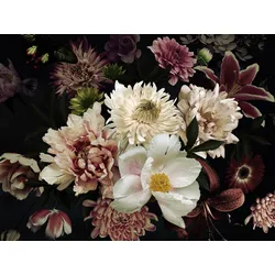 Fototapete PAPERMOON "BLUMEN ABSTRAKT-MUSTER DESIGN ROSEN BLUMEN DECOR RETRO", bunt, B:2,00m L:1,49m, Vlies, Tapeten
