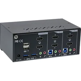 InLine KVM Desktop Switch, 2-fach, Dual Monitor, HDMI, 4K, USB 3.0, Audio