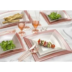 Sovie Tableware Teller aus Plastik (PP), tief, Perlmutt-Rosa,180x180mm, 8 Stück - Einweg Tiefe Teller Geschirr