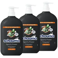 SCHAUMA Shampoo 750 ml Sports Power, 3x 750 ml, 3er Pack, Clean